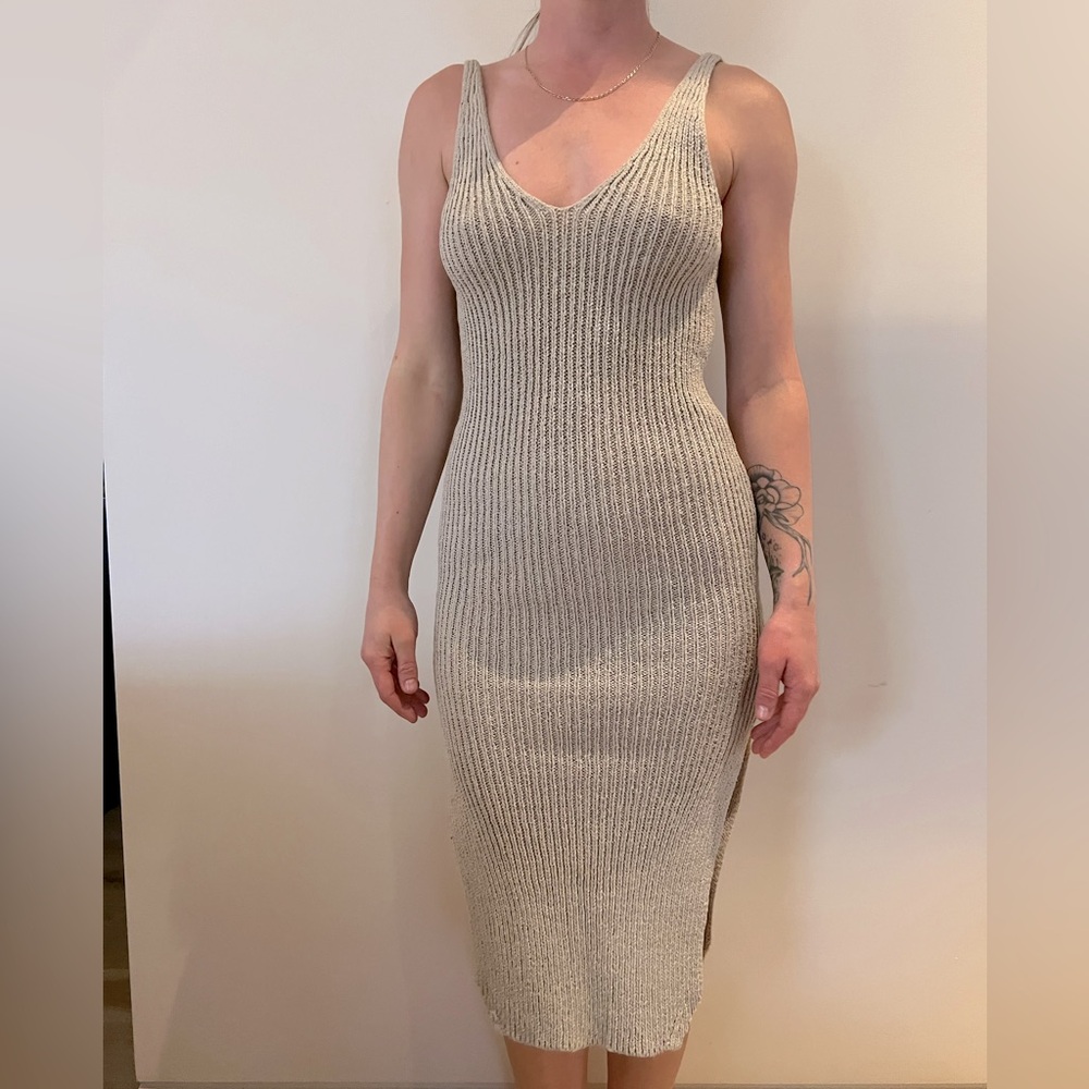 RACHEL COMEY Teak Ribbed Cotton Dress in Taupe - Medium
